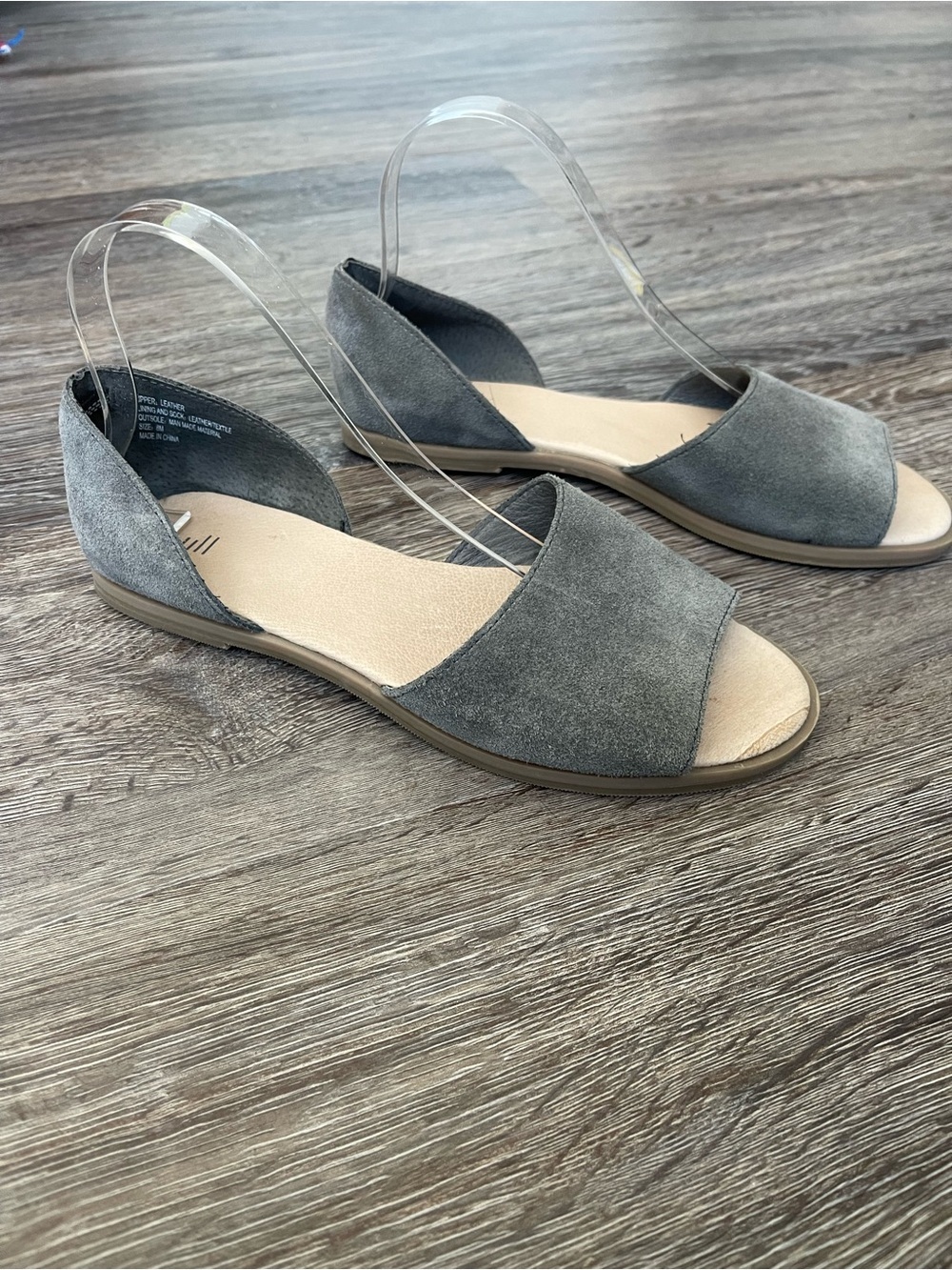 J. Jill | Gray Suede Open-Toe D’Orsay Flat Sandals Size 8M